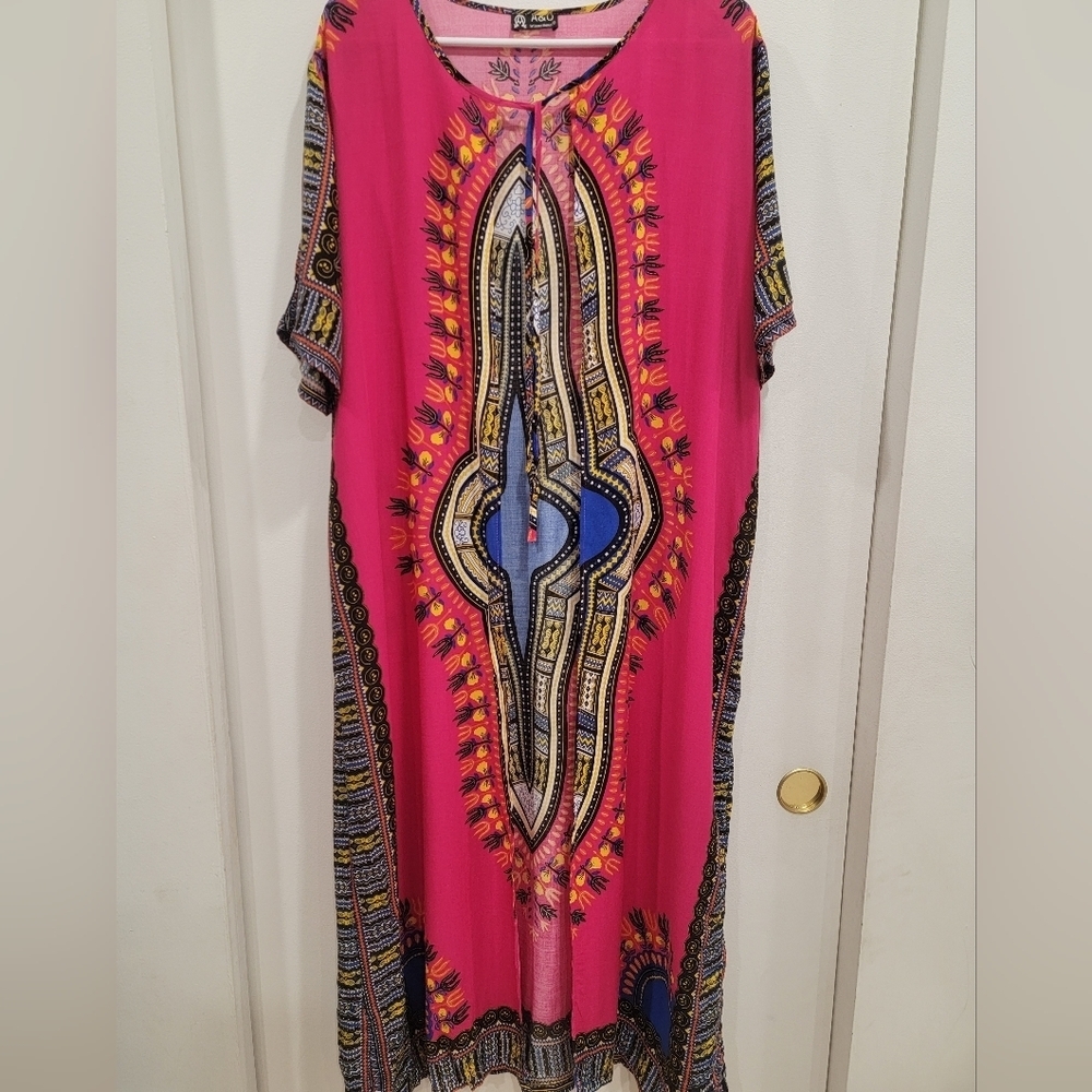 One Size Hot Pink Afrocentric Cardigan Duster One Size